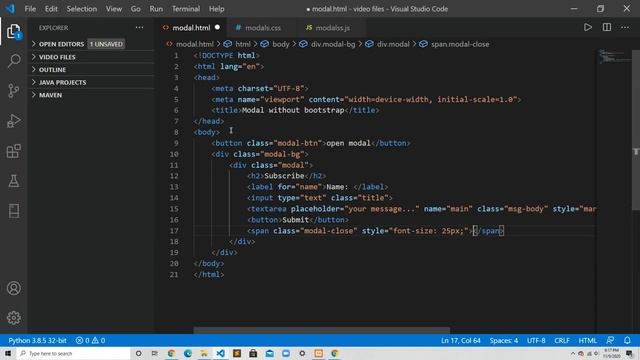 part1. Make a Modal without bootstrap смотреть онлайн
