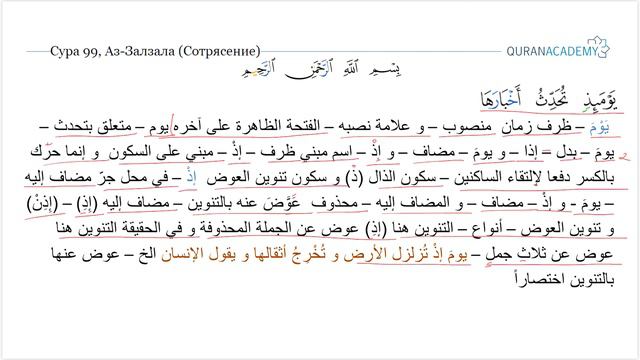 Грамматический разбор суры аль-Зальзаля (Сотрясение) - часть 3 смотреть онлайн