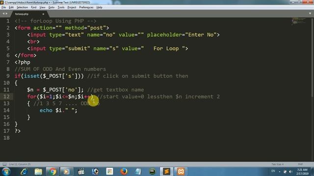 for loop odd in php | forloop with even numbers in php | sum of odd and even in php смотреть онлайн