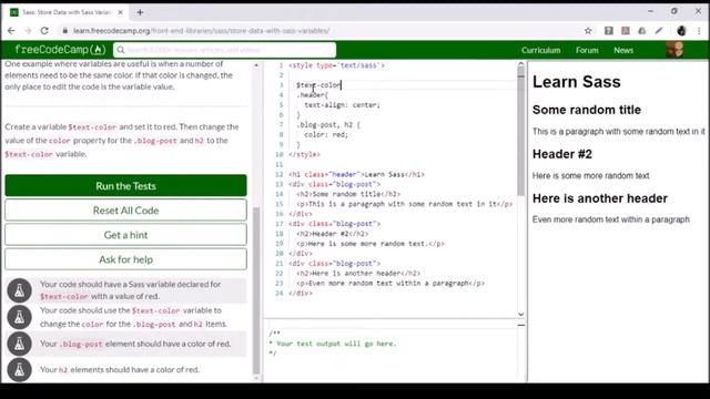 Store Data With Sass Variables FreeCodeCamp смотреть онлайн