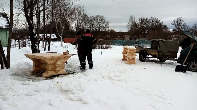 Сборка стола из брёвен. смотреть онлайн