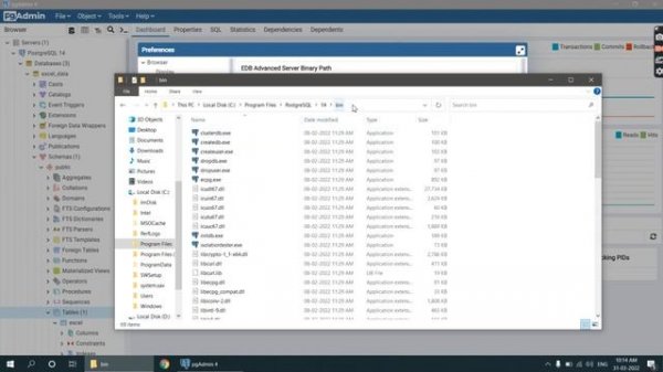 preference in PostgreSQL (Binary Path ) or set preference in pgAdmin