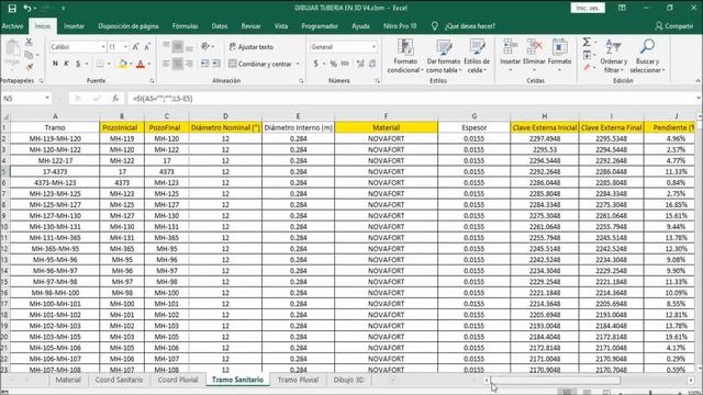 DIBUJO TUBERIAS DE ALCANTARILLADO EN 3D - EXCEL Y AUTOCAD смотреть онлайн