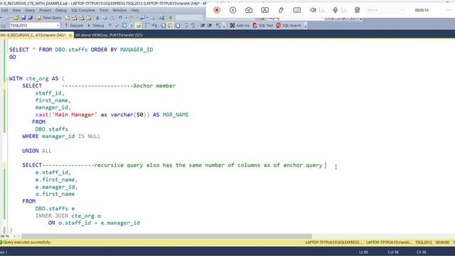 Recursive CTE in SQL смотреть онлайн
