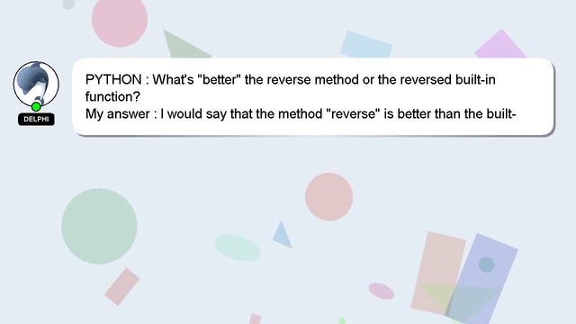 PYTHON : What's "better" the reverse method or the reversed built-in function? смотреть онлайн