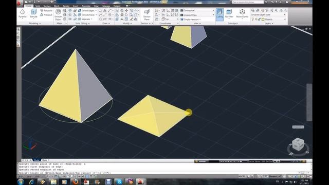 Autocad 3D Modeling Tutorial Part 6 - Pyramids - Architecure 2011 смотреть онлайн