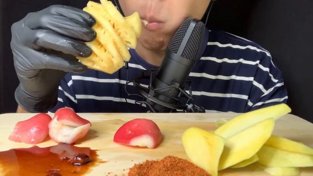 ASMR: EATING FRESH FRUITS *MELON + WATER APPLE + WATERMELON + PINEAPPLE + MANGO #2