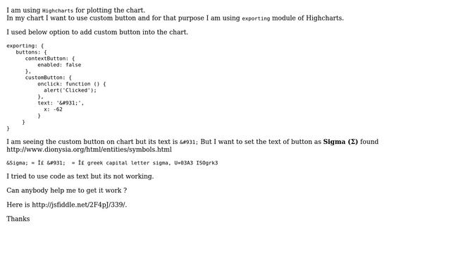 Set (Sigma) Symbol as custom button text in Highcharts смотреть онлайн