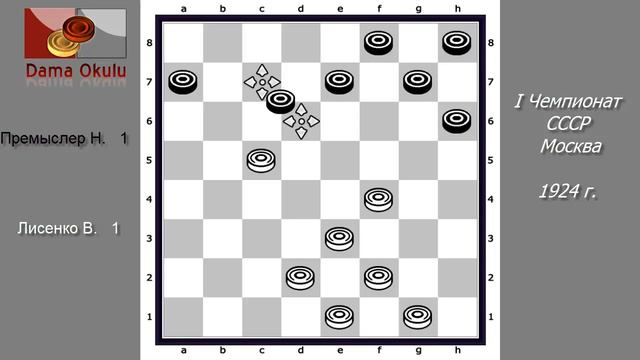 Лисенко В. - Премыслер Н. I. Чемпионат СССР по Русским Шашкам. 1924 г. смотреть онлайн