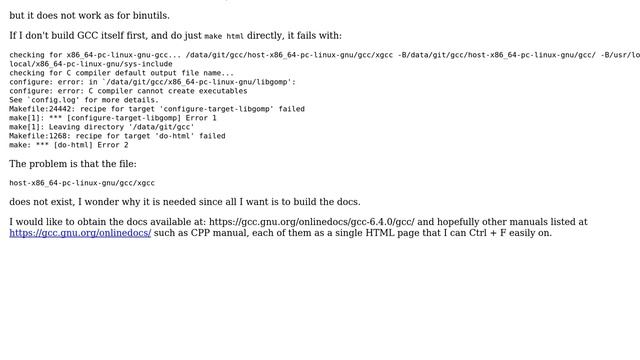 Unix & Linux: How to build the GCC HTML documentation from source into a single page? смотреть онлайн