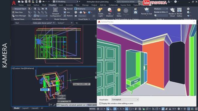 Autocad'de kamera ekleme. ► Bilgisayarlı Konut Mekan Resmi смотреть онлайн