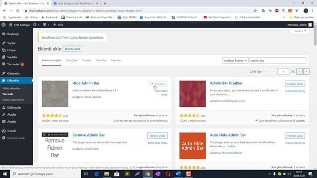 Wordpress Admin Bar Kaldırma eklentisi kurulumu (Wordpress Hide Admin Bar) смотреть онлайн