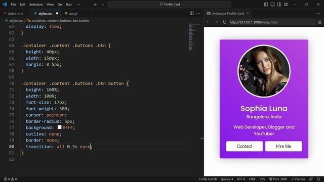 Animated Profile Card with Hover Animation in HTML CSS & JavaScript смотреть онлайн