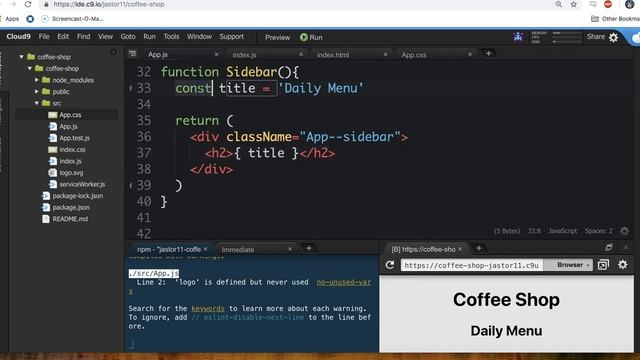Coffee Shop React App - Part V JavaScript in JSX смотреть онлайн