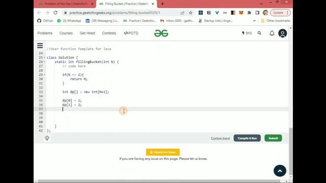 Filling Bucket || GeeksforGeeks || Problem of the Day смотреть онлайн