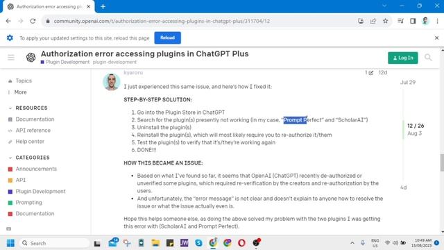 How to Fix Authorization Error Accessing Plugins Chat GPT смотреть онлайн