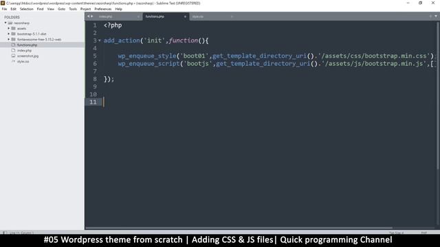 #05 Wordpress theme from scratch | Adding CSS & JS files | Quick programming beginner tutorial смотреть онлайн
