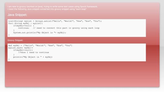 How to use "continue" in groovy's each loop смотреть онлайн