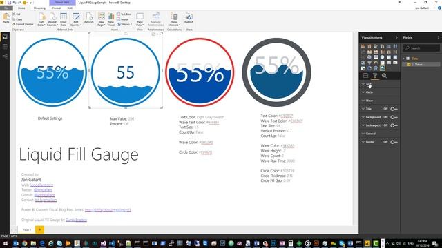 How To Use The Liquid Fill Gauge - Power BI Custom Visual
