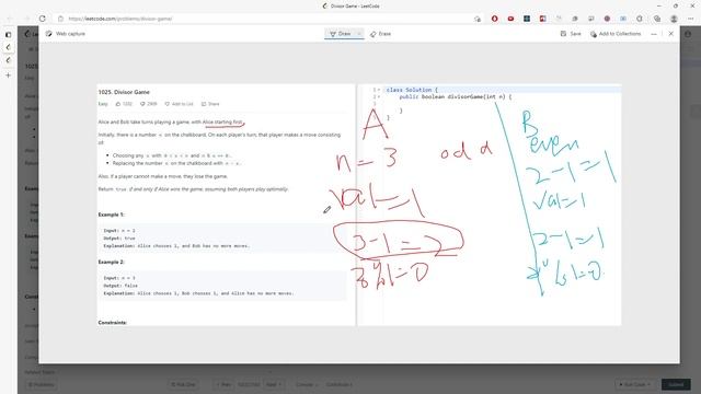 LeetCode 1025 | Divisor Game | Math | Java смотреть онлайн