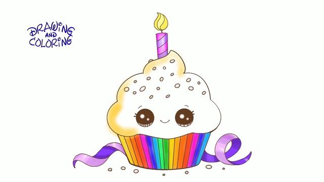 How to draw a Сute Сupcake - super easy and kawaii смотреть онлайн