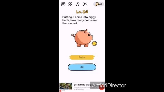 Brain Out level 24 Putting 3 coins into piggy bank..... смотреть онлайн