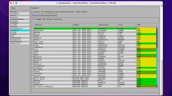 Avalonia UI app running in text console using Consolonia