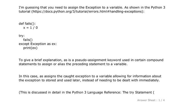 PYTHON : How to print an exception in Python 3? смотреть онлайн