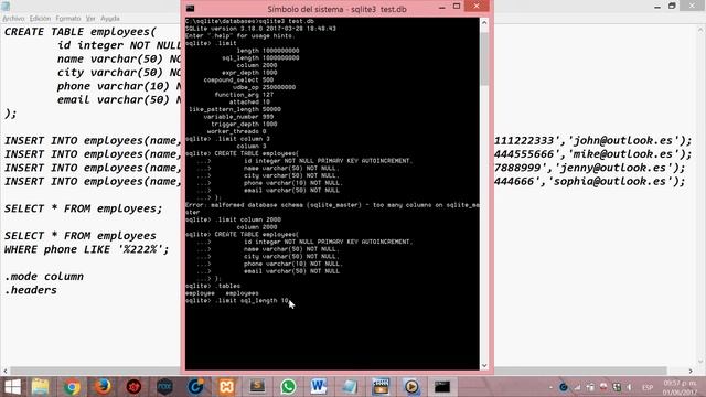 Limites en SQLite смотреть онлайн