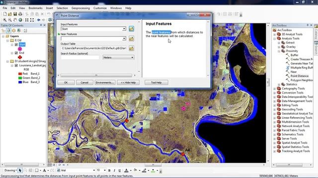 ArcGis calculate the distance between a starting point and a set of target points смотреть онлайн