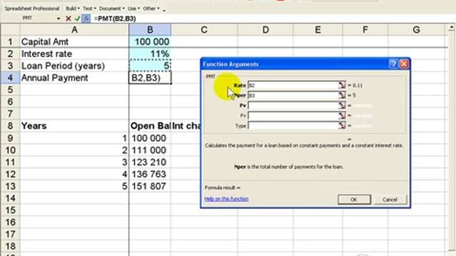PMT function in Excel 2003. Calculate repayment about on a loan (same as financial calculator) смотреть онлайн