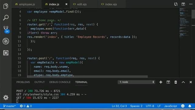 Display success alert message after CURD operation using express js and Mongoose js смотреть онлайн