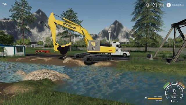 Farming Simulator 19 - NEW HOLLAND E385 Excavator Builds A Bridge Across The Water Channel смотреть онлайн