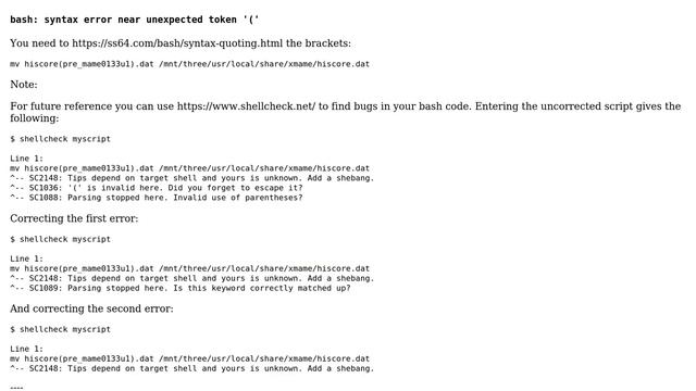 I'm getting a bash: syntax error near unexpected token '(' смотреть онлайн