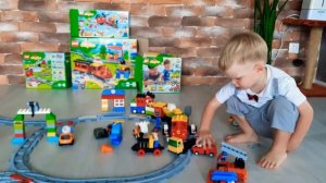 Лего поезда видео для детей. Лего дупло железная дорога, грузовой поезд лего дупло