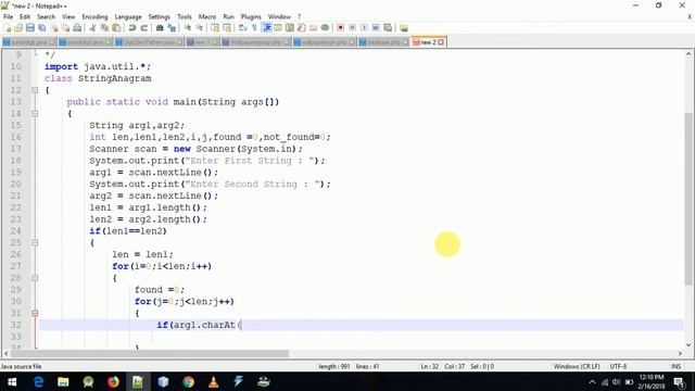 To check whether the two string are anagram or not anagram |Java смотреть онлайн