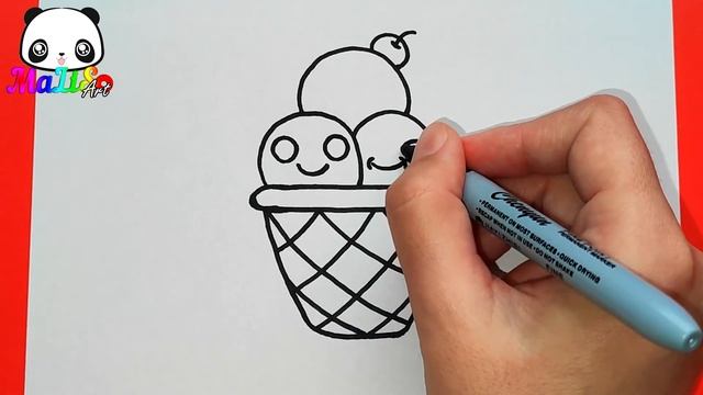 Как нарисовать милое МОРОЖЕНОЕ просто | Риунки для срисовки | How to draw a cute ice cream смотреть онлайн