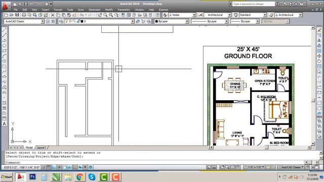 25'45' House Planning Practice in AutoCAD смотреть онлайн