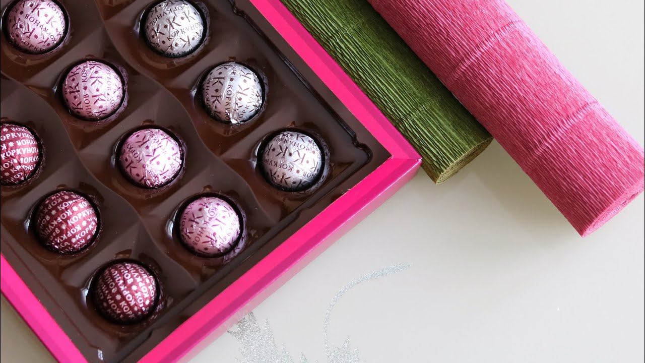 ПОСМОТРИ, какую красоту можно сделать из коробки конфет и гофрированной бумаги на 8 Марта.