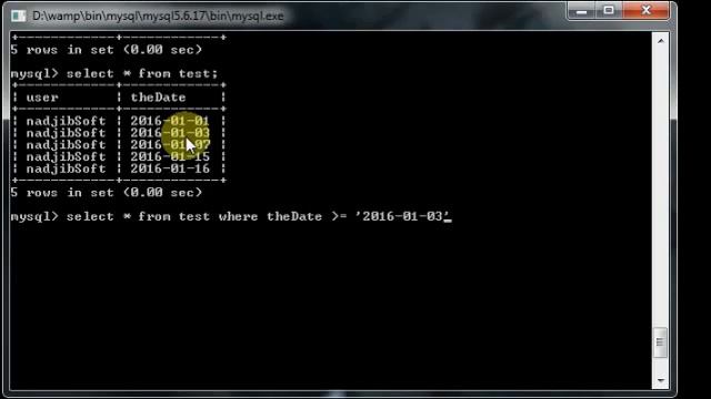 mysql select in date range смотреть онлайн
