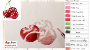 ВИШНИ?✔ Как нарисовать вишни, мастер-класс по рисованию цветными карандашами (натюрморт)