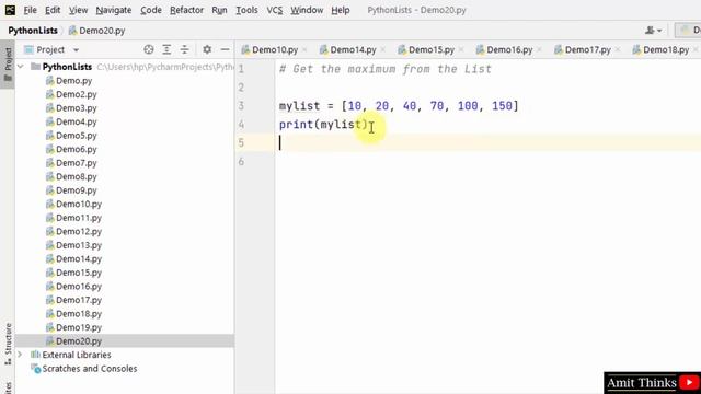 Get the maximum from a Python List | max() method | Amit Thinks смотреть онлайн