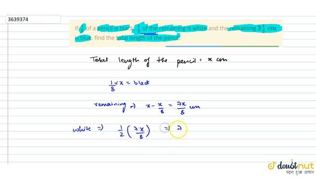 "If `1/8`of a pencil is black, `1/2`of the remaining is white and the remaining `3 1 смотреть онлайн