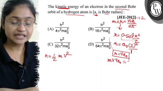 The kinetic energy of an electron in the second Bohr orbit of a hydrogen atom is [ a_0 is Bohr ra.. смотреть онлайн