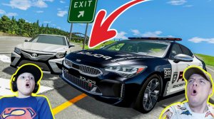 ЛИХАЧ на Дороге в BeamNG DRIVE!!! Toyota Camry ПРОТИВ Kia Stinger