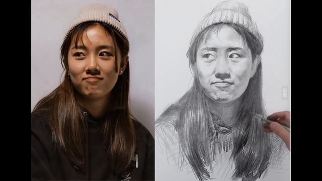 Draw a Girl's portrait with pencil techniques смотреть онлайн