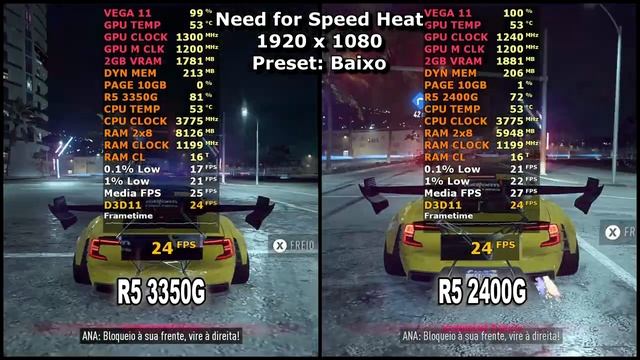 R5 3350G VS R5 2400G (VEGA 11) Need For Speed Heat смотреть онлайн
