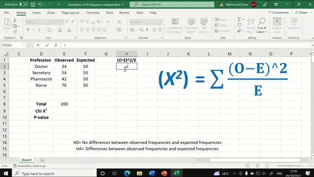 Chi Square X2 Goodness of fit test in Excel смотреть онлайн