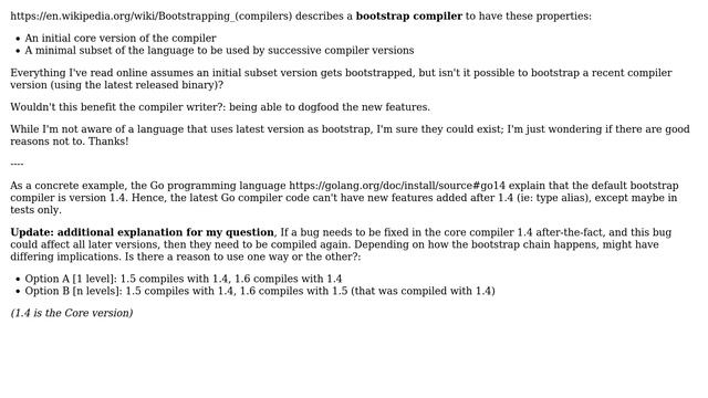 Why do new language versions typically use an early compiler version for the bootstrap compiler? смотреть онлайн