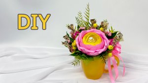 Букет из конфет в кружке. Мини подарок в домашних условиях. Творчество с душой